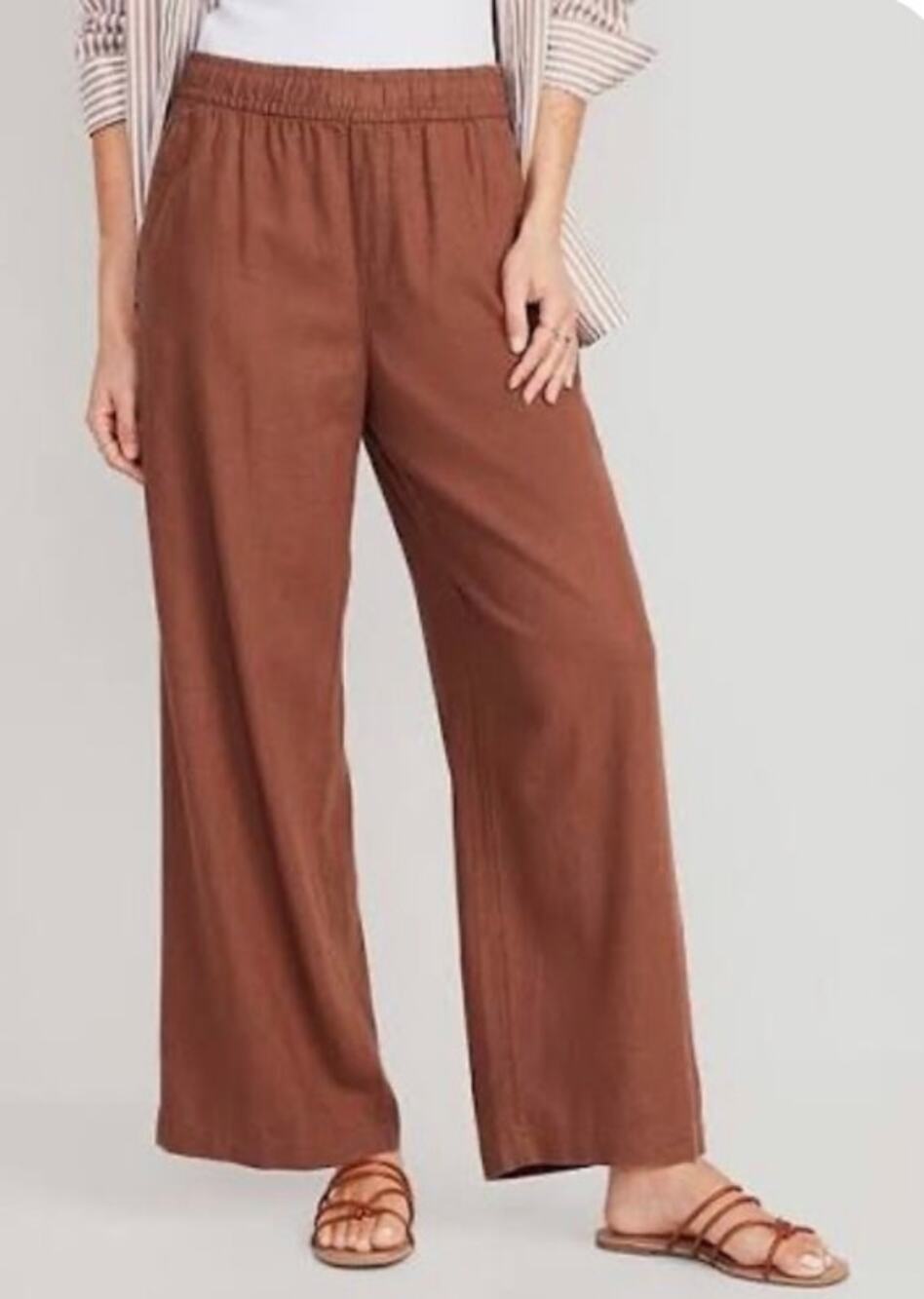 Old Navy Linen High Rise Wide Leg Maplewood Pull on pants, size XXL, NWT
